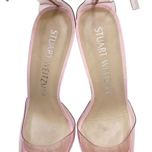 Stuart Weitzman Heels Women’s Size 9 Pink PVC Glam Pumps Ankle Strap Embellished - Picture 5 of 12